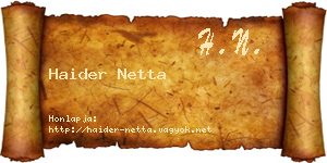 Haider Netta névjegykártya